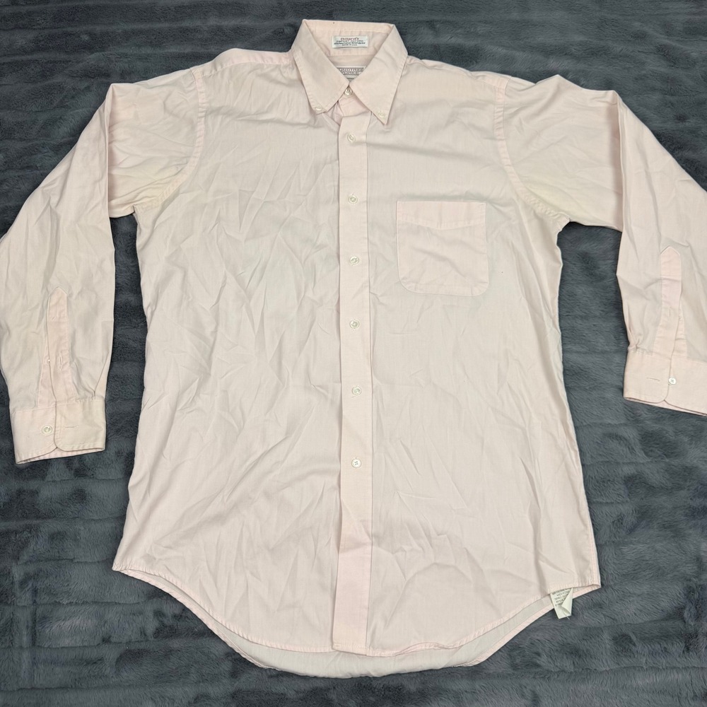 Roundtree & Yorke Mens Pink Pinpoint Oxford Button Down Shirt 15.5 33 USA Made